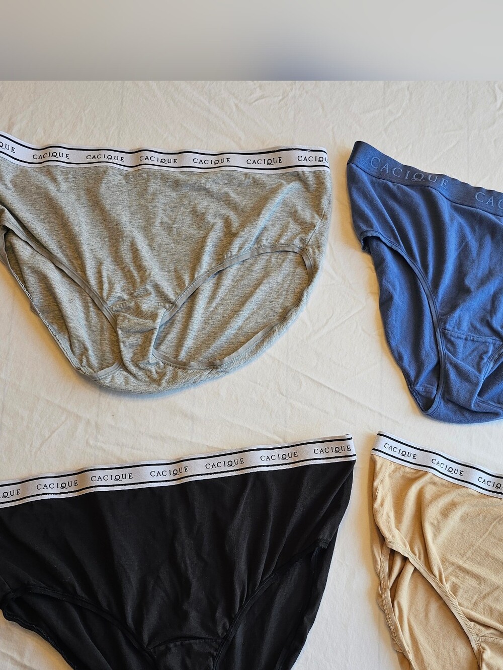 Cacique Women's Briefs Pack - Gray, Blue, Black, Tan